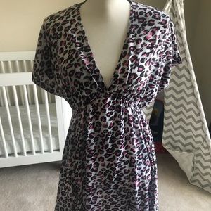 Pink leopard/ cheetah swim coverup